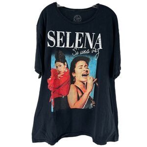 Selena T-Shirt Band Tee Womens Size 3XL Black Short Sleeve Si Una Vez Official